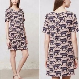 Maeve Anthropologie Bear Print Mini Shift Dress size 10